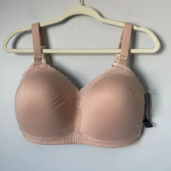 Paramour Nursing Peggy Nude Breastfeeding Bra Wire Free Nude Women's 40DD NWT - Picture 4 of 9